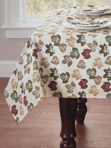Fabric Tablecloth 60” x 120” AUTUMN FALL LEAVES Cotton Polyester NEW Easy Care - Picture 1 of 4