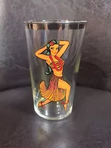 Vintage MCM Girlie Nude bar glass 1940’s/50’s Silver Rimmed Glass - Picture 1 of 3