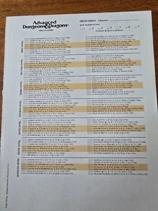 AD&D 1st Edition REF2 Druid/Shukenja Spells Sheet Single TSR - Bild 1 von 2