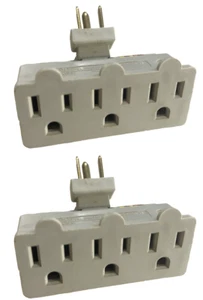 2pk 3-Outlet AC Power GROUNDED Swivel Light Wall Tap Adapter UL Listed Ivory/11z - Picture 1 of 3