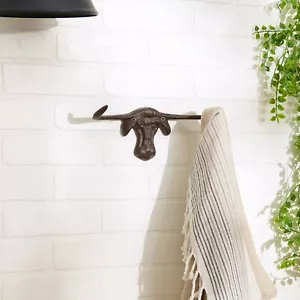 Gancho de Pared Hierro Texas Longhorn Mudroom Baño Garaje Rústico Decoración del Hogar 10" x 4" - Imagen 1 de 8