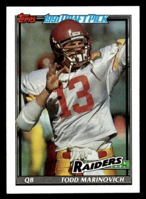 Todd Marinovich 1991 Topps Rookie Card #83 Los Angeles Raiders - Image 1 of 2
