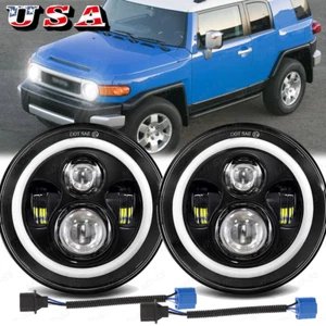 For FJ Cruiser 2007-2014 Pair 7'' Inch Round LED Headlights Combo Hi/Lo Beam DRL - Picture 1 of 12
