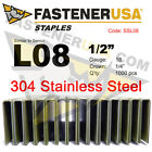L Staples L08 Stainless Steel 18 gauge 1/4" crown - 1/2" length  (1000 ct)