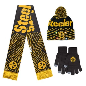 FOCO X Zubaz NFL 3 Pack Glove Scarf & Hat Winter Set, Pittsburgh Steelers - Picture 1 of 6