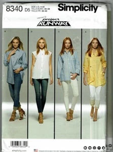 Simplicity #8340 Project Runway Shirts Pattern Size: 4-12 or 12-20 uc - Bild 1 von 2