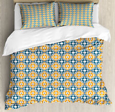 marokkanisch Bettwäsche Set Teal Marigold Weiß