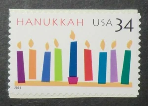 3547 MNH 2001 34c Hanukkah Holidays Celebrations Festival Light Menorah candles - Picture 1 of 1