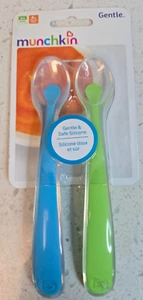 Munchkin Gentle & Safe Silicone Infant Spoons 2 Pcs Blue and Green - Picture 1 of 2