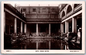 Postcard RPPC c1908 Bath United Kingdom Roman Baths by L. G. Berman to Yeovil - Picture 1 of 2
