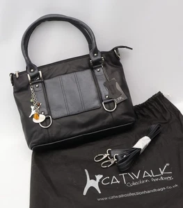 Catwalk Gallery Schultertasche Tasche Leder schwarz metallic dunkelblau groß - Bild 1 von 13