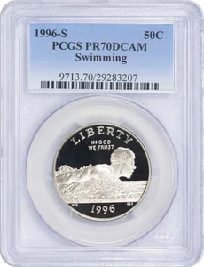 1996-S Swimming Olympic Commemorative Half PR70DCAM PCGS Proof 70 Deep Cameo - Picture 1 of 2