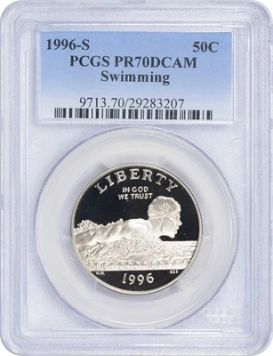 1996-S Swimming Olympic Commemorative Half PR70DCAM PCGS Proof 70 Deep Cameo - Image 1 of 2