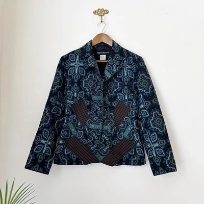Vintage Y2K Issey Miyake Art To Wear Brocade Metallic Blazer Jacket Sz 2 - Image 1 of 4