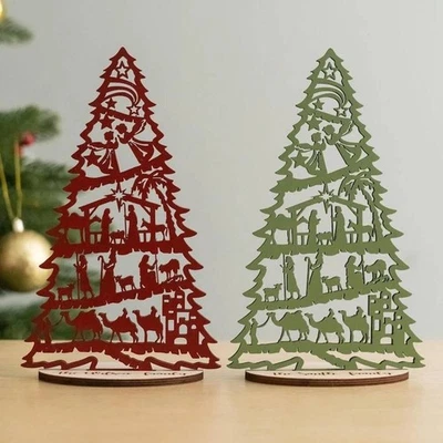 Christmas Tree Stand Jesus Birth Story Display Christian Holiday Decor Home Deco - Image 1 of 4