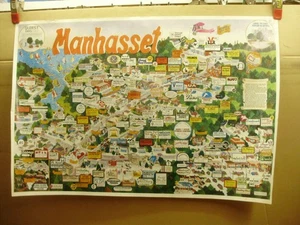 Enrique Rodriguez Footprint Illustration Manhasset Map Poster, 36"W x 24"H - Picture 1 of 8