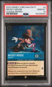 2023 Disney Lorcana EN MICKEY MOUSE Detective 8/P1 LEAGUE PROMO PSA 10 - Picture 1 of 2