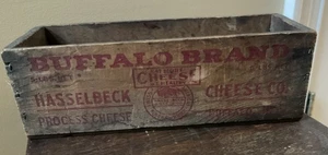 Vintage Old Buffalo brand Hasselbeck Cheese Co NY Wooden Crate Box American - Picture 1 of 7