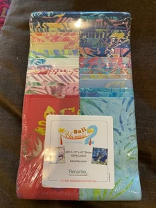 BALI HAWAII quilt fabric 40 strips 2.5” x 42” cotton TRIPLE DYED BATIKS Benartex - Picture 1 of 5