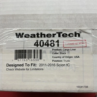 WeatherTech Cargo Trunk Liner for 2011-2016 Scion tC - Black Foto 1 de 3