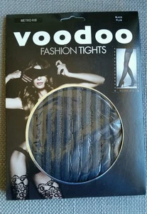BN 1 Pack Voodoo Fashion Tights Metro Rib Sz Black Plus - Picture 1 of 2