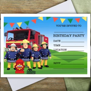 FIREMAN SAM PARTY INVITATIONS - 10 invites & envelopes - Picture 1 of 3