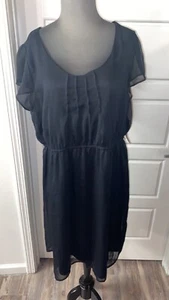 NWT -Merona A Line Cap Sleeve Layered Dress XXL Black Lined Pleated Knee Length - Picture 1 of 4