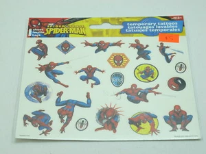 Marvel Spider-Man Temporary Tattoo Body Stickers 2011 NIP Sheet of 20 NEW - Bild 1 von 3
