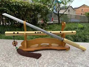 War Ninja Combat Straight Damascus Folded Steel Short Secret Pipe Flute Sword - Picture 1 of 8