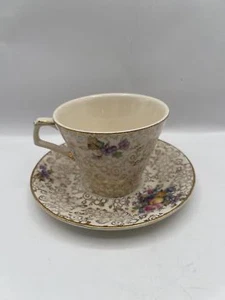 Juego de tazas de té y platillos vintage años 30 florales, antiguo sampler inglés H. K. Tunstall - Imagen 1 de 10