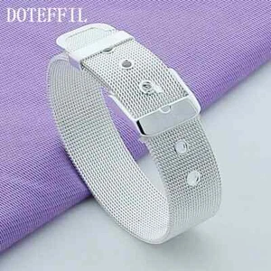 Pulsera de red de 14 mm de plata de ley 925 DOTEFFIL joyería de moda - Imagen 1 de 4