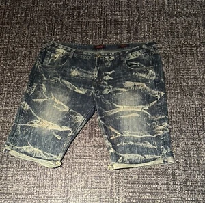 Red Tag Brand Denim Distressed Shorts Skater Jorts Retro - Picture 1 of 9