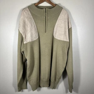 Vintage Bob Allen Hunting Shooting Sweater Men's 3XL 1/4 Zip Pullover Wool Green - Picture 1 of 9