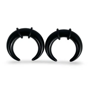 Pair of Black Acrylic Claws set tapers plugs gauges for ear lobes stretching - Picture 1 of 3