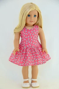 Korallenrot und weiß Blumenkleid für 18 Zoll Mädchen Puppen *nur Kleid  - Bild 1 von 4