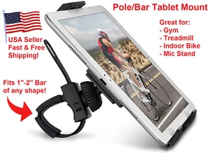 Treadmill Bike Gym Tablet Holder Mount Phone Clip On Strap Pole Bar 360 - Picture 1 of 9