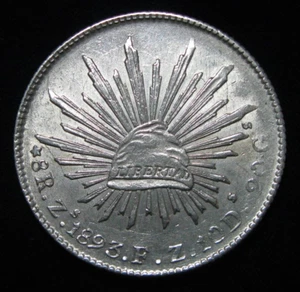 ZALDI2010 - MEXICO , ZACATECAS , 8 REALES DE 1893 . SILVER . PLATA - Imagen 1 de 3