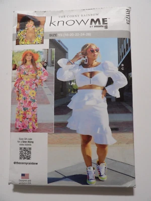 Know Me R11723 Top w Cut-Out Detail, Asymmetrical Flounce Skirt Sz 18-26 ME2022 - Image 1 of 3