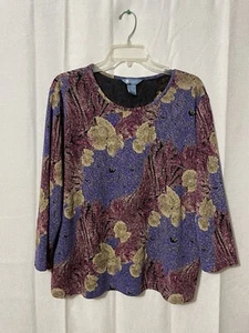 Koret  Women’s Classy Top Stretch Knit Metallic Gold Thread Purple Multicolor XL - Picture 1 of 17
