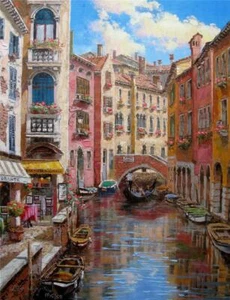 Giclee Sam Park Ponte Longo Embellecido Firmado a Mano Edición Limitada Venecia Italia - Imagen 1 de 1
