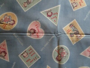 Raggedy Ann & Andy Stamp Design Cotton Fabric Sold by 1/2 yard LECIEN japan - Picture 1 of 4
