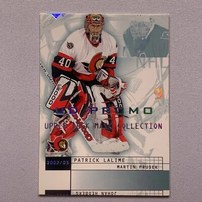 Patrick Lalime Martin Prusek 2002-03 Upper Deck Mask Collection Promo MISCUT - Image 1 of 2