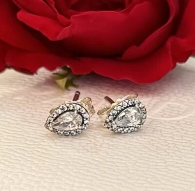 Original Pandora Ohrstecker „strahlende Tropfen“ 925 Silber#296252CZ - Bild 1 von 2