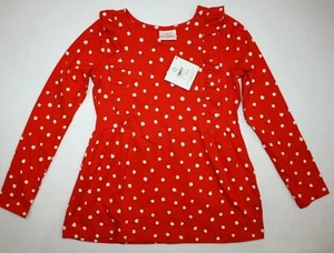 Hanna Andersson Girls Ruffle Tunic T Shirt Long Sleeve Red Floral - Picture 1 of 3