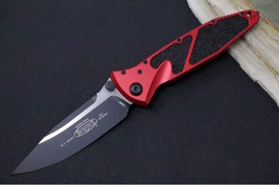 Microtech SOCOM Elite - Black Finish / Red Anodized Aluminum Handle w/ Black Ins - Image 1 of 3