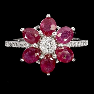 925 Sterling Silver Ring Oval Ruby 5x4mm Natural Gemstone Jewelry Size 8 - Picture 1 of 14