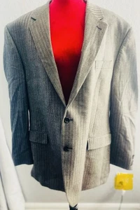 Lauren Ralph Lauren 100% Wool Pin Stripe Blazer Jacket Men's Size 46R Gray - Picture 1 of 13