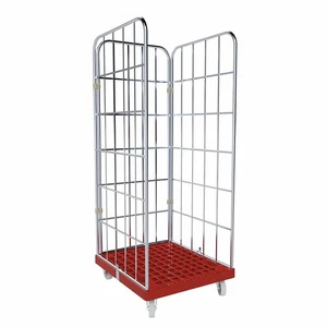 Rollbehälter Gitterwagen Metall - 3-seitig - Nutzhöhe 1.640 mm - Rollplatte Rot - Bild 1 von 1