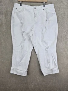 Terra & Sky White Fashion Distressed Capri Jeans With Tummy Control Size 20W - Picture 1 of 20