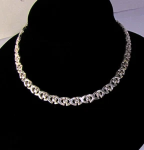 FMC Necklace Vintage Sterling Silver X Link Italian 16" Chain - Picture 1 of 4